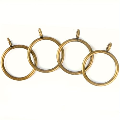 40 Pcs Antique Brass Curtain Rings with Clips - 2 Inch Heavy Duty Metal