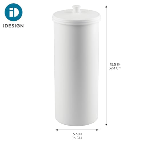 Freestanding Toilet Paper Storage Holder with Lid, Holds 3 Spare Rolls