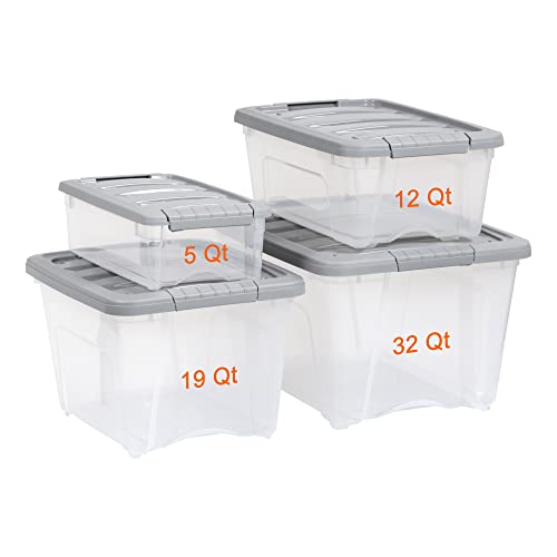 12-Quart Plastic Storage Containers with Latching Lids Set of 6