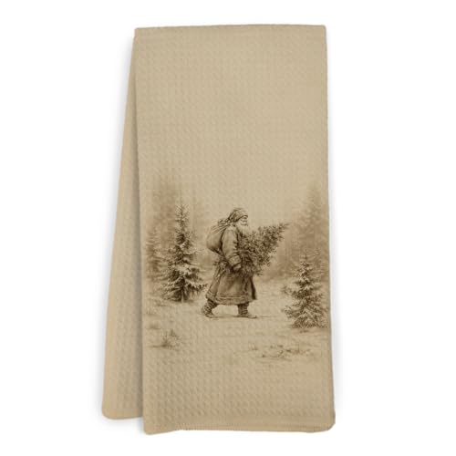 Farmhouse Christmas Vintage Santa Kitchen Towels – 24x16 Hand Towels by KFXHANGD