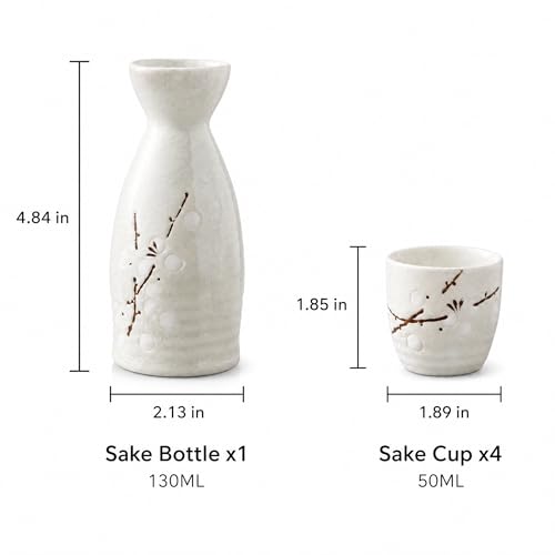 Japanese Sake Glass Set with Carafe & Cups - Traditional Porcelain, Gift-Ready
