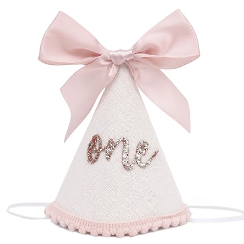 Glitter Birthday Party Hat with Bow for 1/2, 1st, or 2nd Birthday