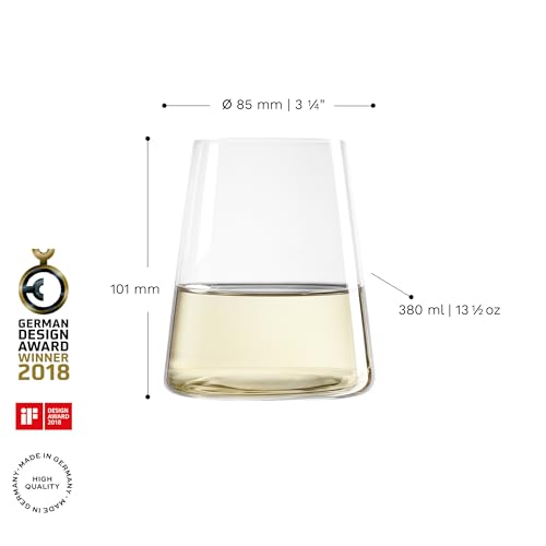 Stemless White Wine Glasses, 13.5 oz Crystal Tumblers, Set of 4