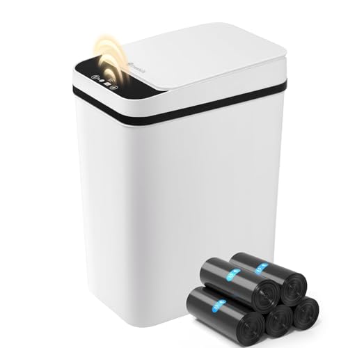 Smart Touchless Bathroom Garbage Can with Lid 2.6 Gallon Slim Waterproof