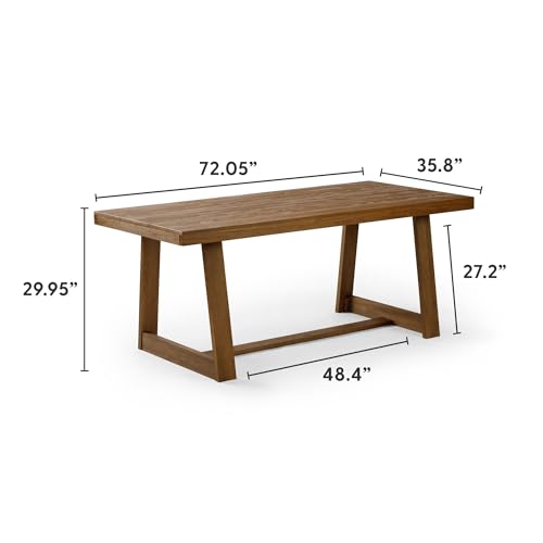 72-Inch Solid Wood Farmhouse Dining Table - Rectangular Kitchen Table