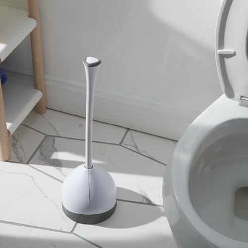 Clorox Heavy-Duty Toilet Plunger with Hideaway Holder Caddy, White
