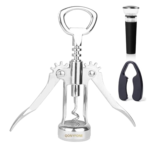 QONYFONE Silver Wing Corkscrew - Premium Zinc Alloy Bottle Opener