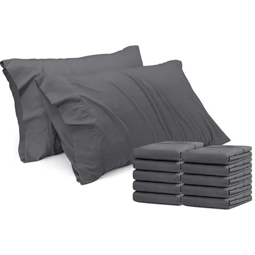 Utopia Bedding Standard Pillow Cases - 12 Pack - Envelope Closure - Soft Brushed Microfiber Fabric - Shrinkage and Fade Resistant Pillow Covers Standard Size 20 X 26 Inches (Standard, Grey)
