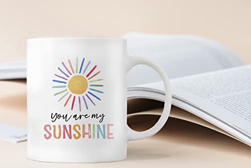 QASHWEY Colorful Sunshine Coffee Mug - Inspirational Gift for Women Girls Kids - Double Side Printed Ceramic 11oz - Variant 3