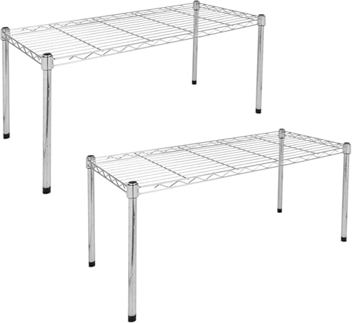 1-Tier Steel Wire Shelving Unit Organizer, 30-Inch Wide, 2-Pack