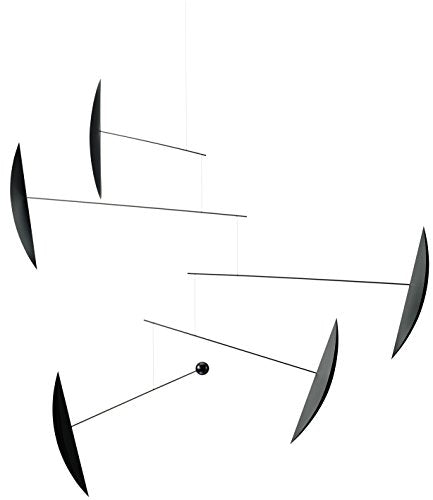Black Hanging Mobile - 40 Inch Handmade Danish Steel & Plastic Decor