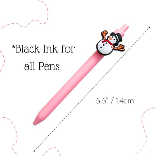 Christmas Pens 8-Pack Festive Holiday Stationery with Gingerbread Snowman & Candy Cane Tops - Office & Gift