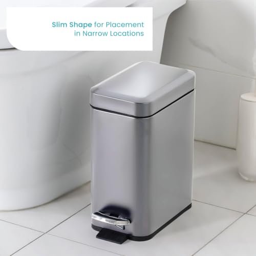 Small Stainless Steel Trash Can with Soft-Close Lid 1.3 Gallon