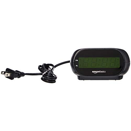 Amazon Basics Small Digital Alarm Clock with LED Display & Nightlight