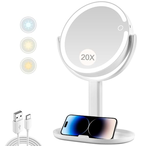 MIYADIVA Makeup Mirror with Lights,20X Magnifying Light and Touch