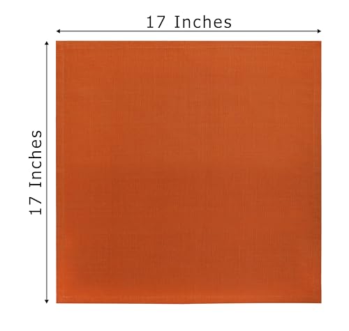 100% Cotton Cloth Dinner Napkins - 17x17 Inch Pumpkin Spice, Set of 12
