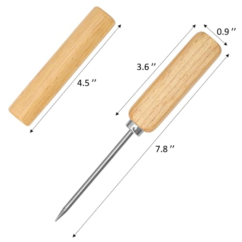 3 Pack Wooden Ice Picks with Cover - 8-Inch Ice Breaking Tools for Bartending, Camping, and Bar Use
