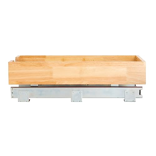 Household Essentials Glidez Steel and Wood Pull-Out/Slide-Out Storage Organizer for Under Cabinet Use - 1-Tier Design - Fits Standard Size Cabinet or Shelf, Brushed Nickel and Natural