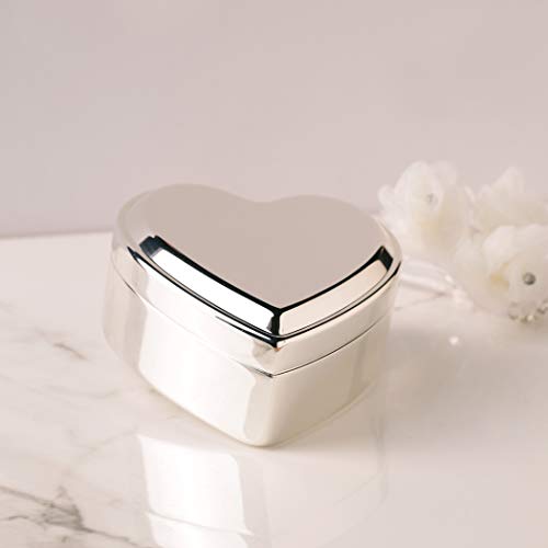 Personalized Silver Heart Jewelry Box - Engraved Baptism Keepsake Gift