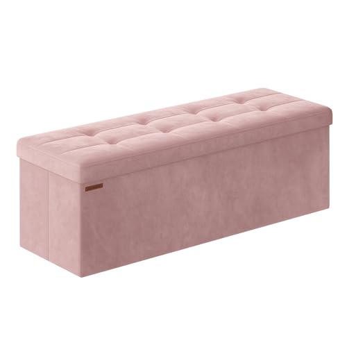 Foldable Storage Ottoman Bench - 43" Velvet Tufted End of Bed Chest