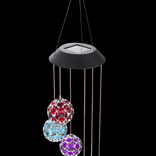 Solar Hanging Gem Sphere Mobile with LED Lights for Garden Decor
