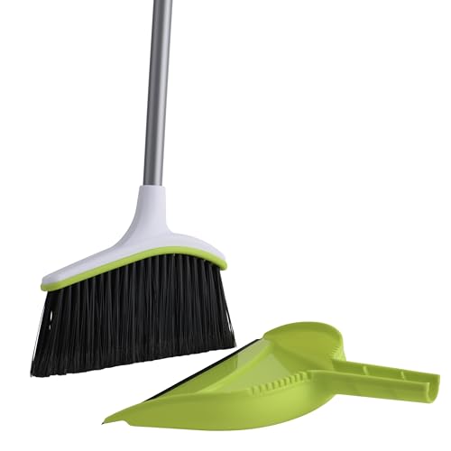 2-Piece Angled Broom and Dustpan Set - 44-Inch Long Handle Sweeper