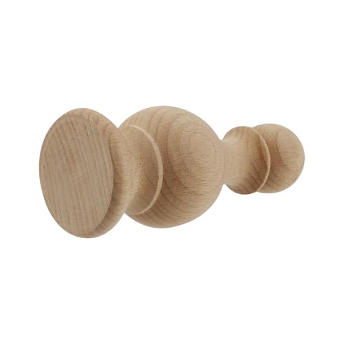 2 Pack Unfinished Beech Wood Decorative Finials, 4.72-Inch Bed Post Toppers