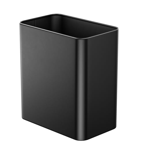 Small Bathroom Trash Can 2.4 Gallon Slim Matte Black Wastebasket