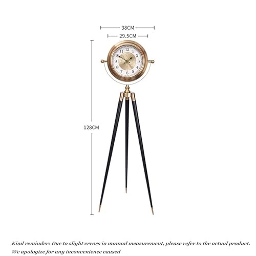Triangle Floor Clock - Silent Metal Grandfather Clock with Tripod Stand