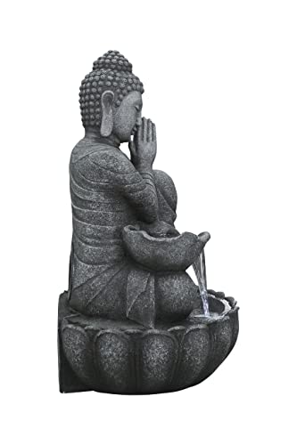 32-Inch Sitting Buddha Water Fountain with LED Lights for Indoor Outdoor