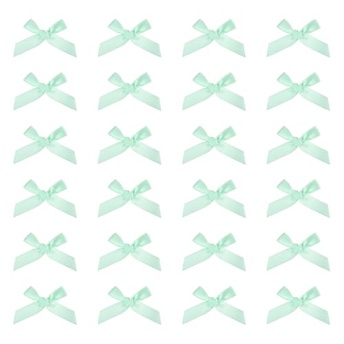 Mini Satin Ribbon Bows Light Green 1.8 Inch Pack of 80 for Gift Wrapping Crafts