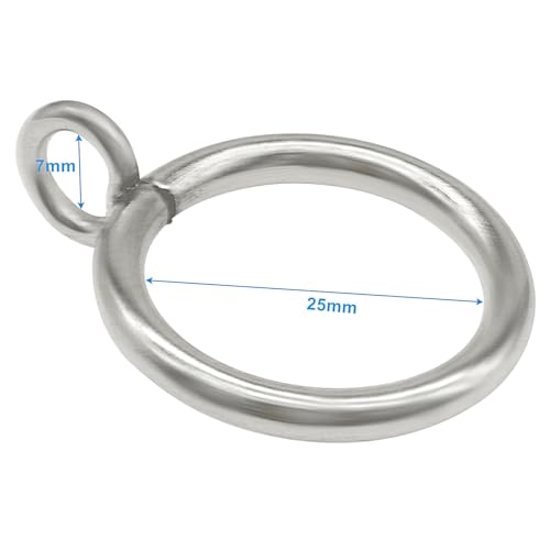 Metal Curtain Rings with Eyelets - 1 Inch Inner Diameter, 28 Pack, Silver
