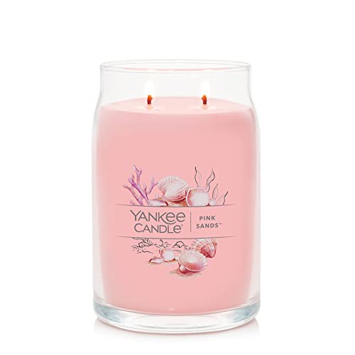 Yankee Candle Pink Sands Scented, Signature 20oz Large Jar 2-Wick Candle, Over 60 Hours of Burn Time