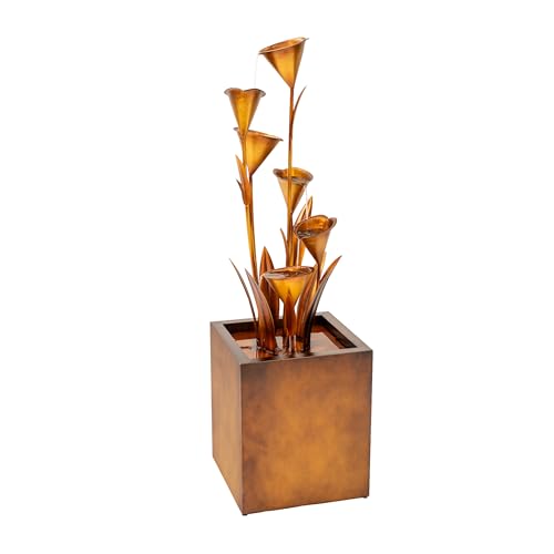 46-Inch Multi-Tier Metal Flower Water Fountain for Indoor and Outdoor Use
