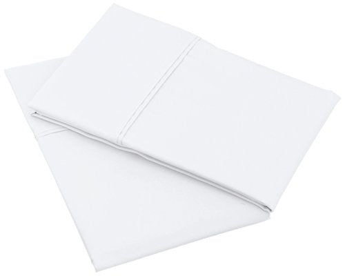 Amazon Basics 400 Thread Count Cotton Pillowcases, Standard, White, Set of 2