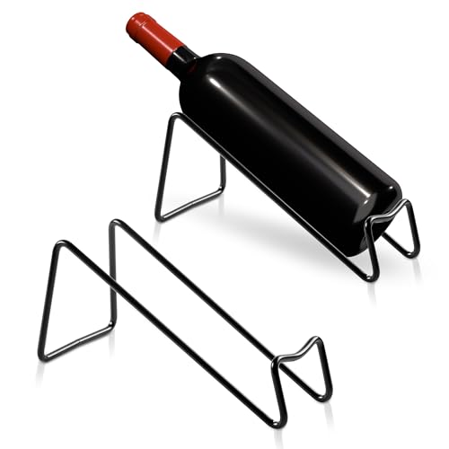 Metal Countertop Wine Rack, Small Tabletop Bottle Holder Stand, 2-Piece Set
