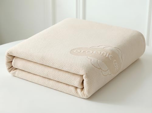 Organic Cotton Waterproof Mattress Protector - Twin Size Deep Pocket Fitted Cover