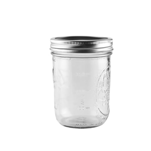 16 oz Wide Mouth Glass Mason Jars with Airtight Lids - 6 Pack