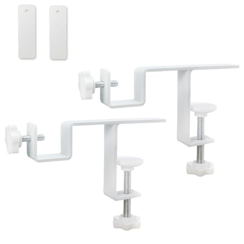 Adjustable Curtain Rod Bracket Set - No-Drill Magnetic Mount, White