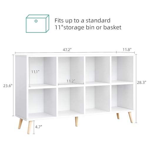 8-Cube Bookshelf 2-Tier Modern Wood Storage Organizer with Legs