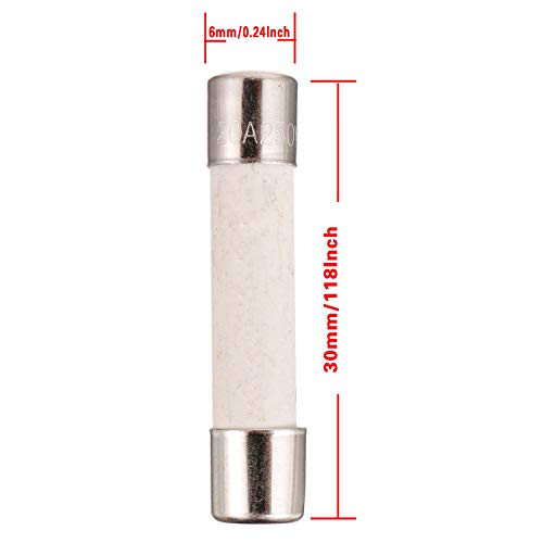 20A 250V Slow-Blow Microwave Ceramic Fuse 6x30mm - 5 Pack