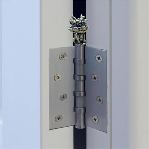 3-Piece Magnetic Brass Kylin Door Hinge Toppers Decorative Figurines