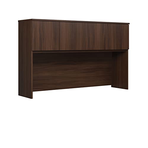 60-Inch Office Desk Hutch with Hidden Storage, Noble Elm Finish