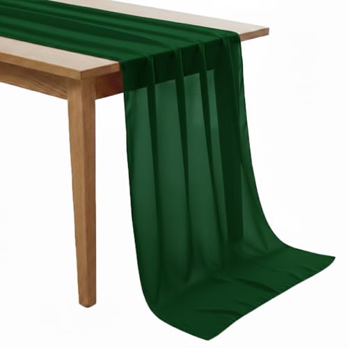 10ft Pack of 2 Chiffon Table Runners - Hunter Green, Wedding & Party Decor