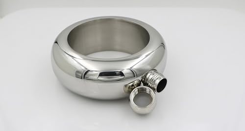 CNFLASK Silver 3.5oz Mirror Polished Stainless Steel Bracelet Flask with Funnel