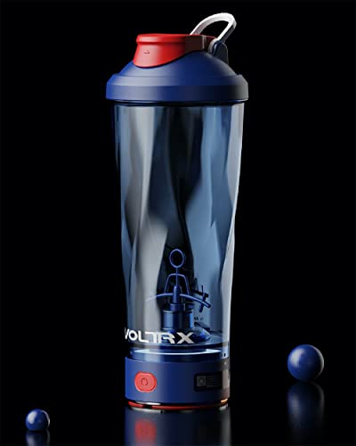 VOLTRX Power Blue Electric Shaker Bottle - USB-C Rechargeable Protein Mixer, 24 oz