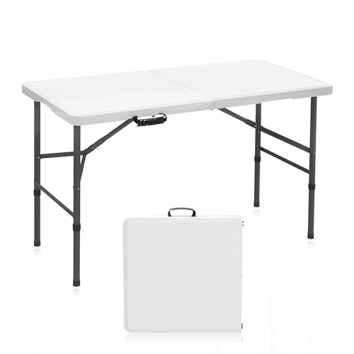 4ft Heavy Duty Folding Table, Portable Indoor & Outdoor Utility Table