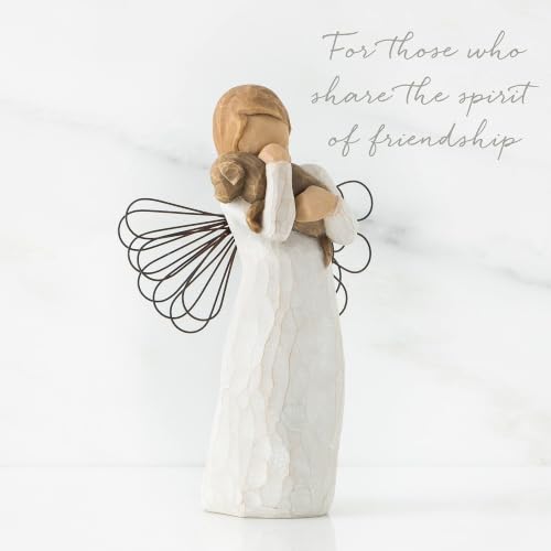Hand-Painted Angel Figurine with Dog, 5-Inch Friendship Sculpture