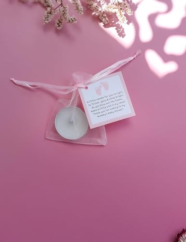 50-Piece Baby Shower Candle Favor Set with Blessing Cards and Organza Bags