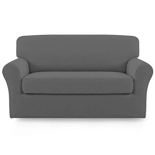 Stretch Loveseat Slipcover – Washable Fitted Sofa Cover in Grey